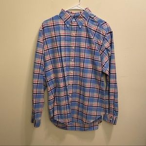 Polo Ralph Lauren Blue Pink Plaid Shirt Large EUC